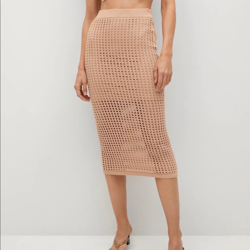 Mango crochet midi skirt